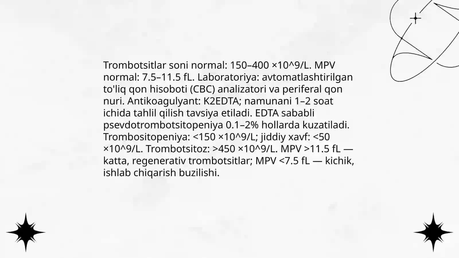 Birlamchi qon ivish tizimi patologiyasi laborator diagnostikasi. Trombotsitlar patologiyasi labarator diagnostikasi 3
