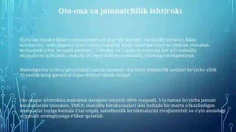 Maktabgacha ta'lim tizimni rivojlantirishning ustuvor yoʻnalishlari 3