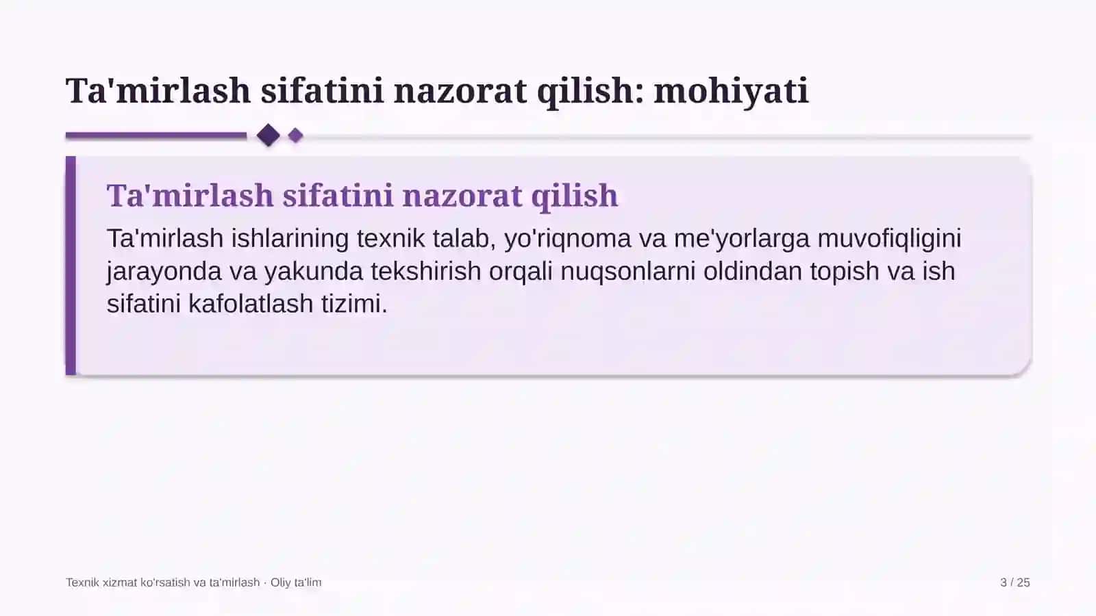 Lalmikor dehqonchilikda ta'mirlash ishlari sifatini nazorat qilish 3