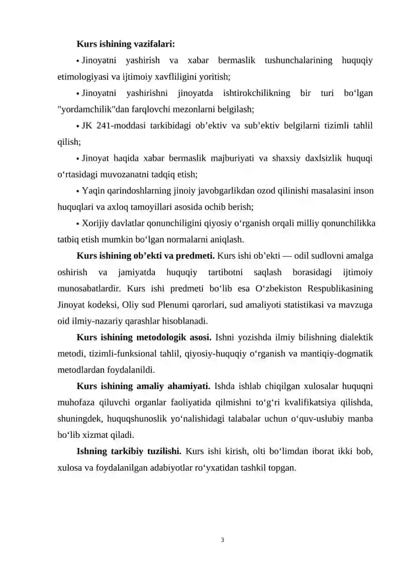 JINOYAT HAGIDA XABAR BERMASLIK YOKI UNI YASHIRISHNING JINOIY-HUQUGIY XUSUSIYATLARI 3
