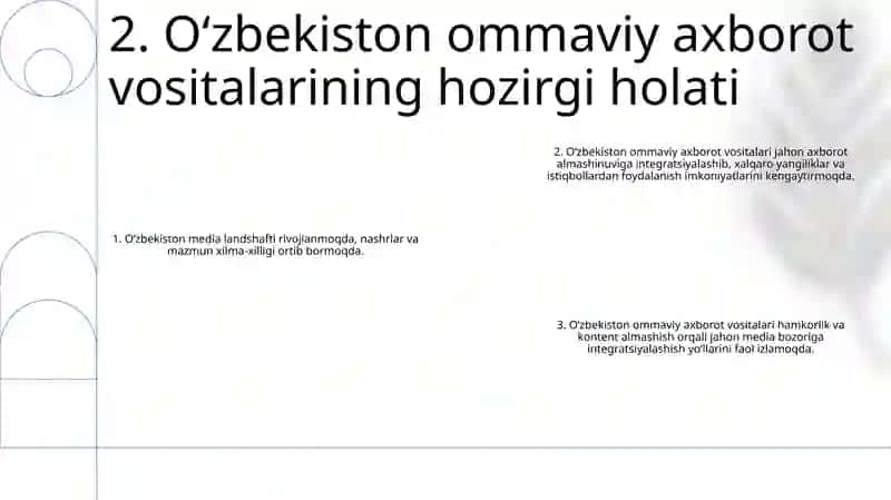 Xalqaro Axborot Almashinuv Jarayoniga OʻZbekiston Oav Larining Integratsiya YoʻLlari 3