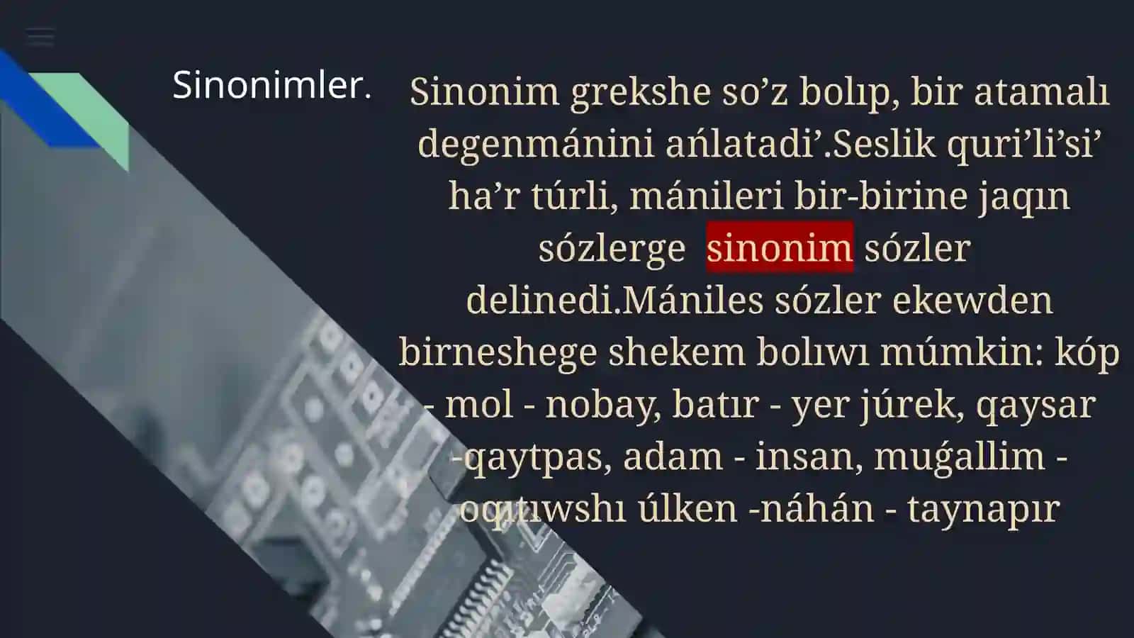 Sinonim hám Omonimler 3