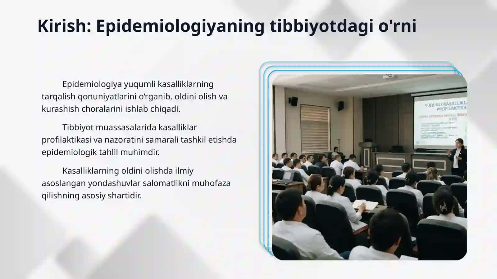 “Yuqumli kasalliklarning profilaktikasi: epidemiyaga qarshi tadbirlar, dezinfeksiya va zamonaviy epidemiologik xususiyatlar” 3