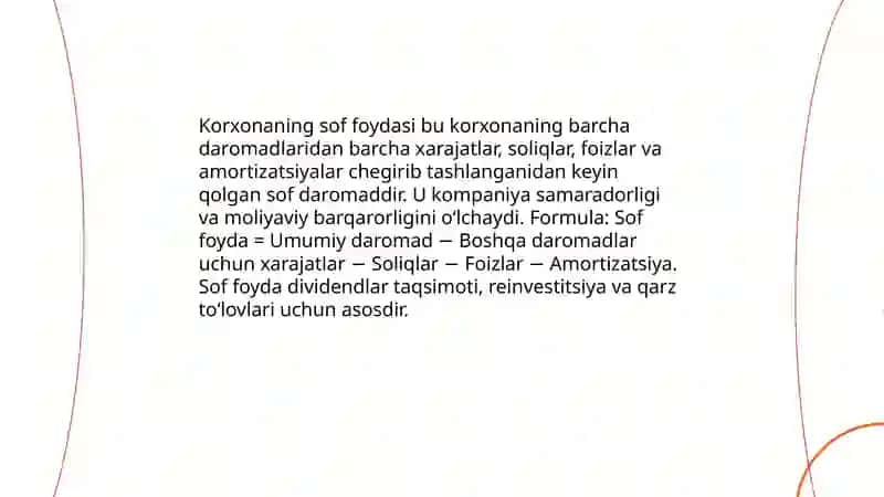Korxonaning sof foydasi 3