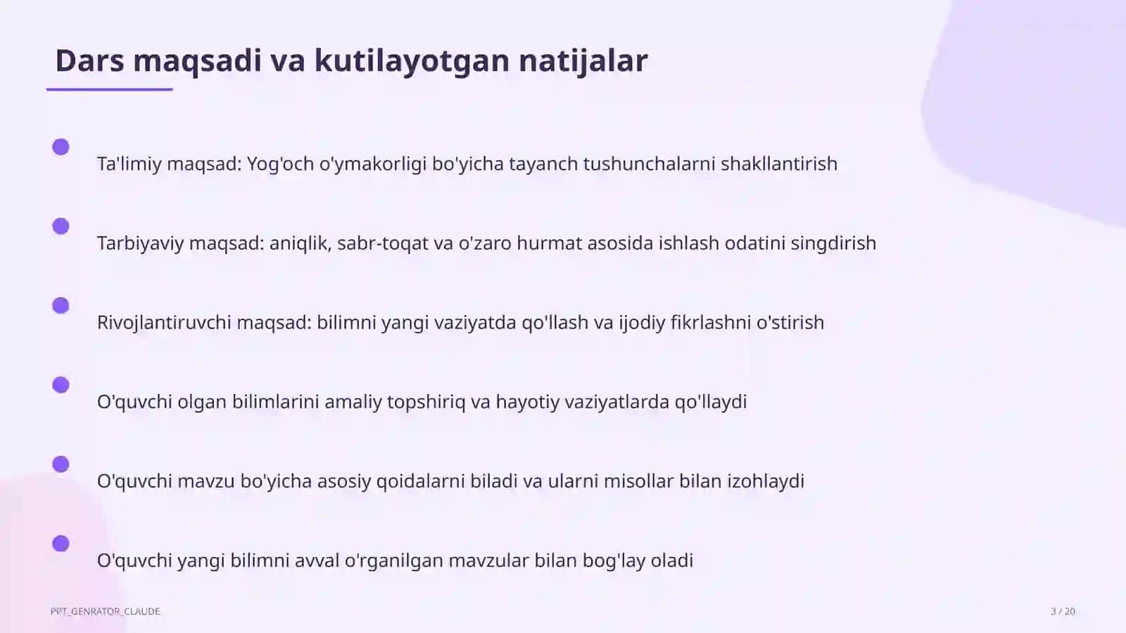 Yog'och o'ymakorligi (7-sinf) 3