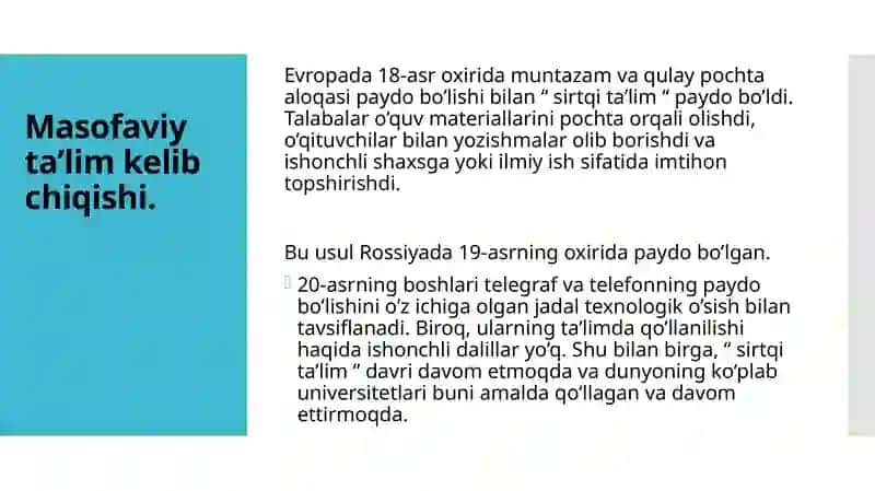 Masofaviy Ta'lim 3