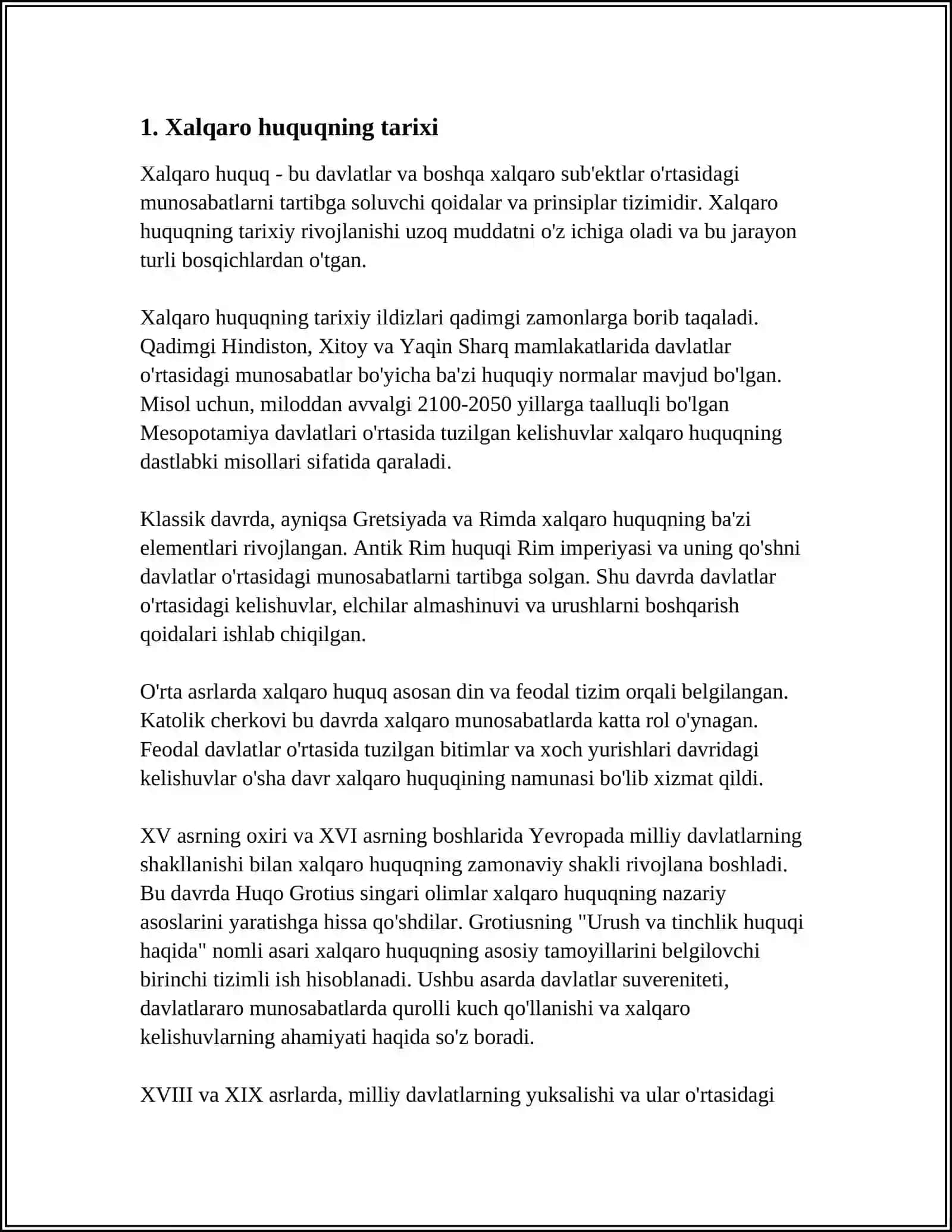 XALQARO HUQUQNING TADRIJIYRIVOJLANISHIDA FUNDAMENTAL ASARLARNING O’RNI 3