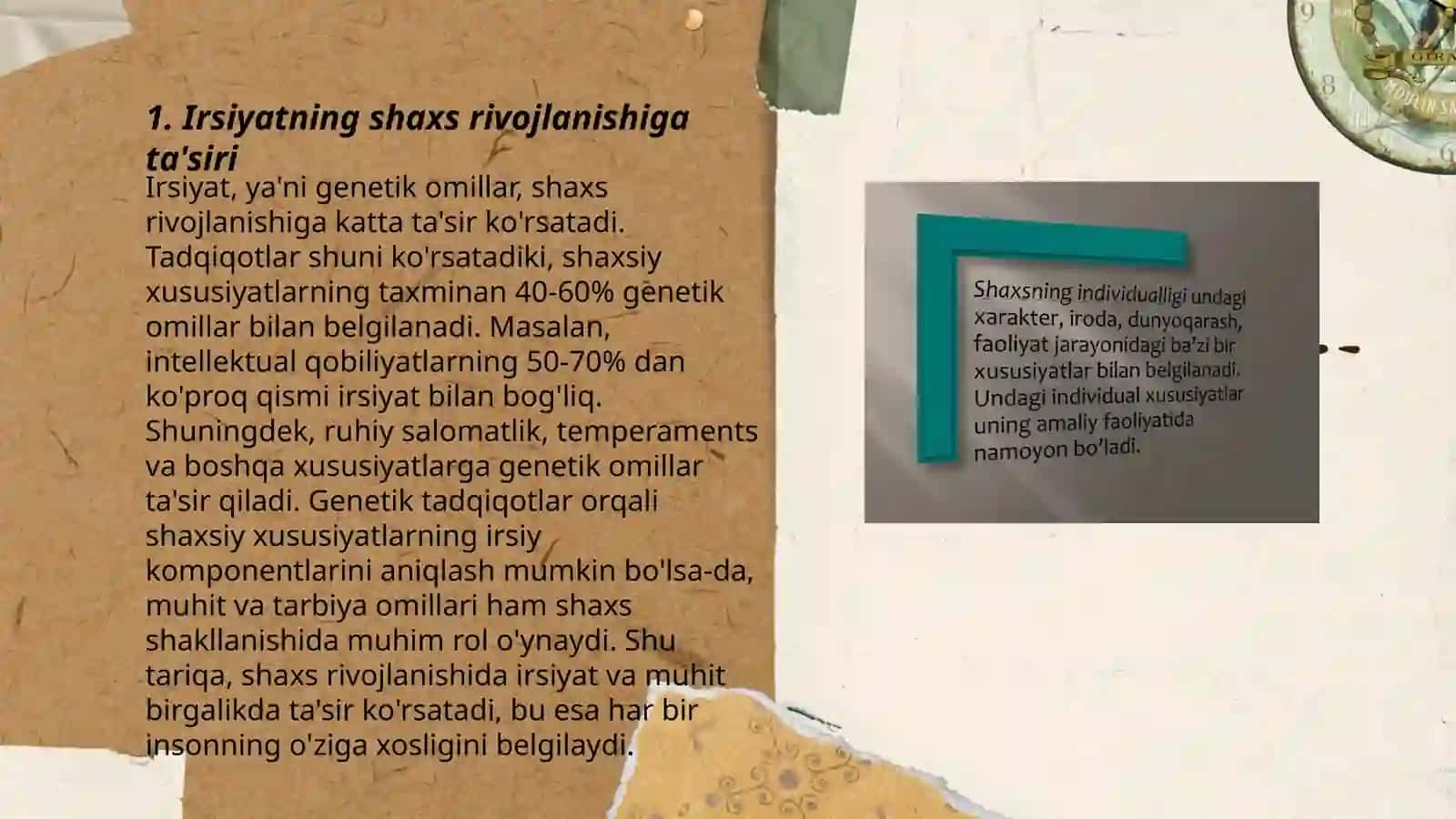 Irsiyat, muhit va tarbiya: shaxs rivojlanishi 3