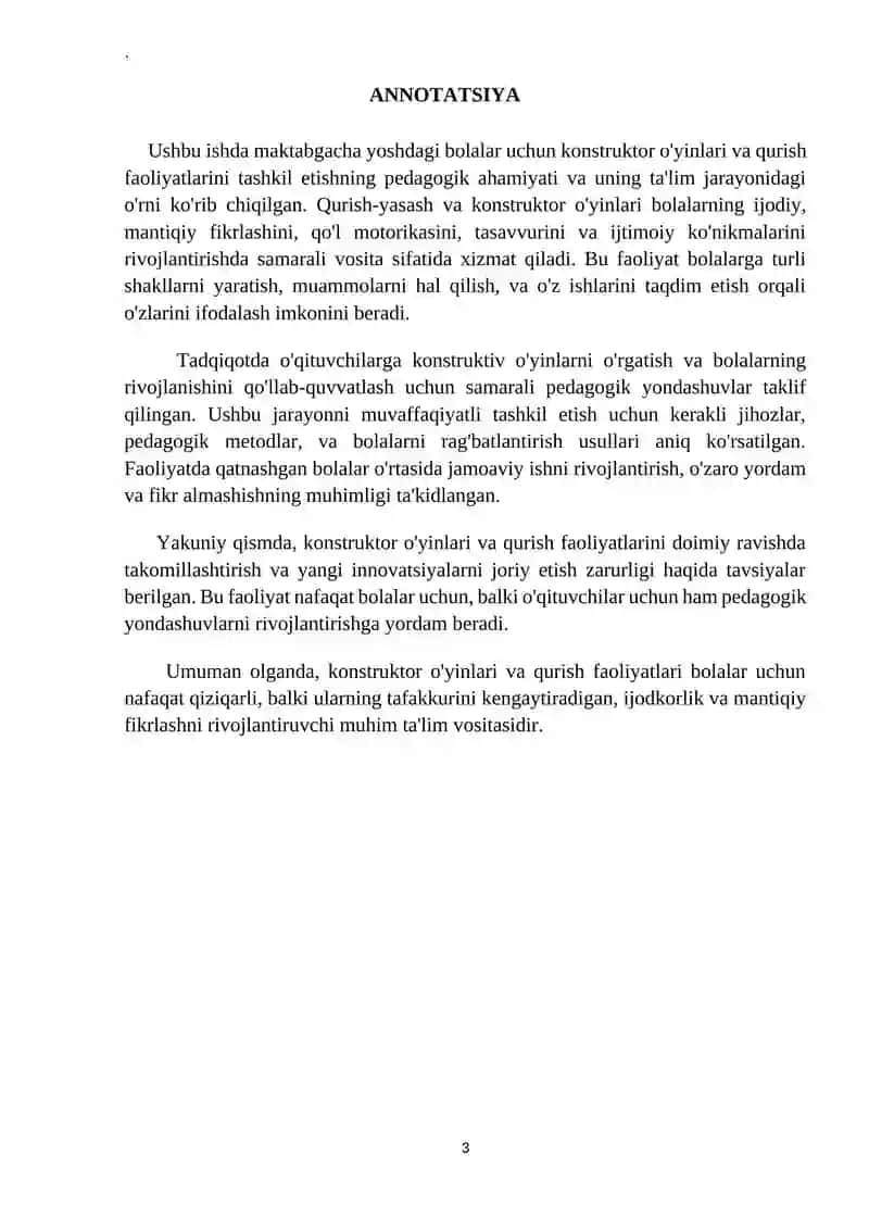 Bolarilar ini. (Qurish-yasash va konstruktor oʼyinlar) 3