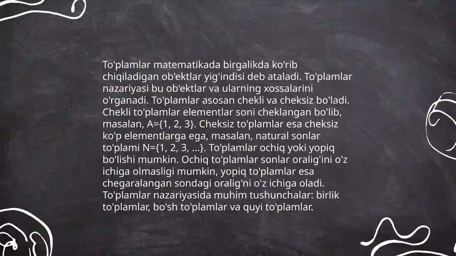 To'plamlarni sinflarga ajratishga oid misollar 3