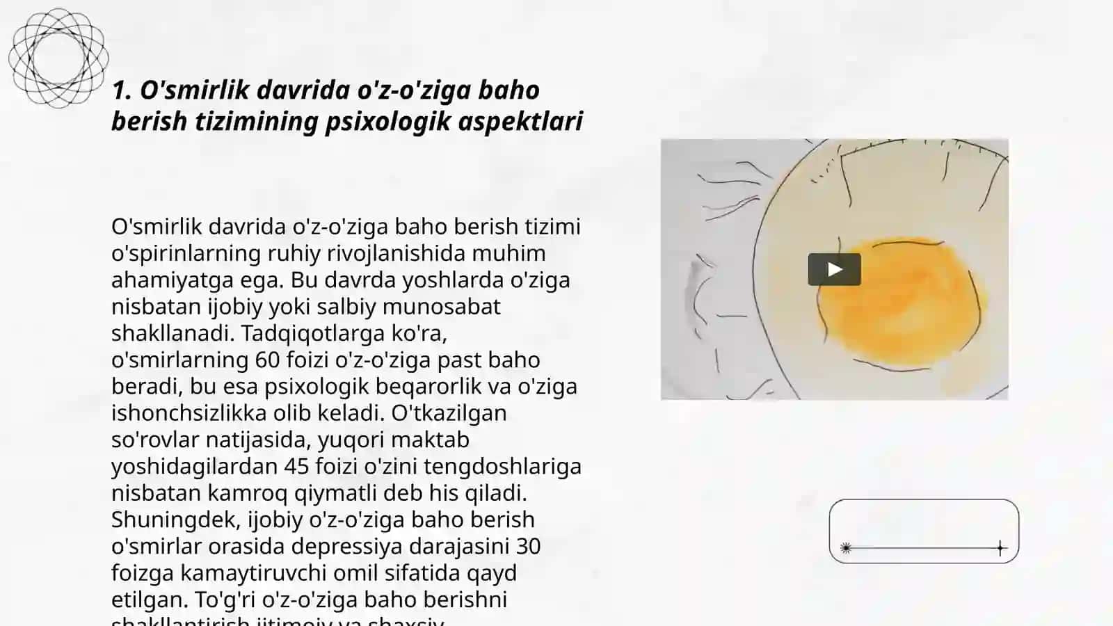 O'smirlik davrda o'z o'ziga baho berish tizimning rivojlanishi muammosi 3