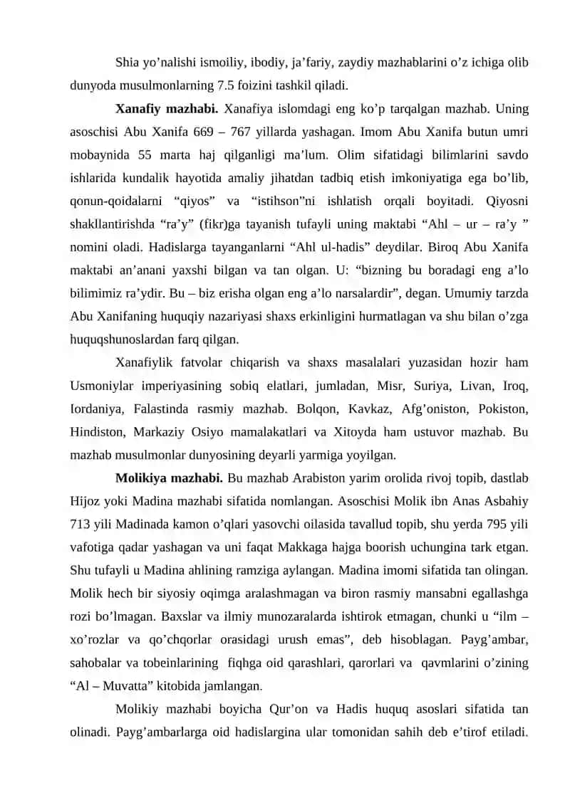 Islom dinidagi mazhablar 3