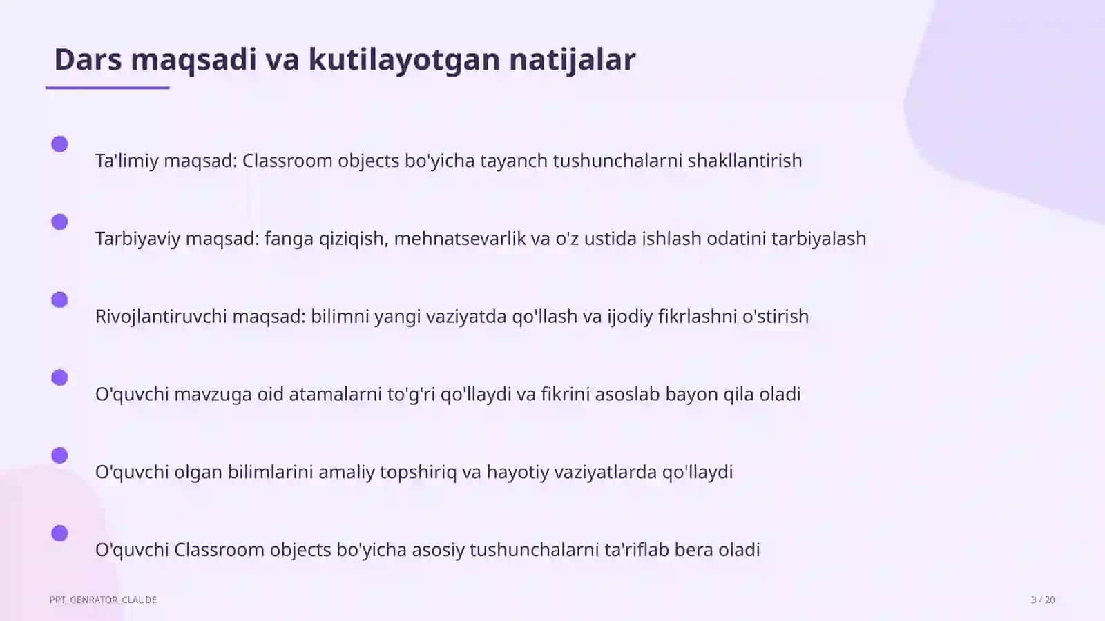 Classroom objects (2-sinf) 3