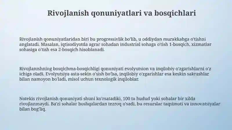 Rivojlanishning umumiy qonunlari va kategoriyalari 3