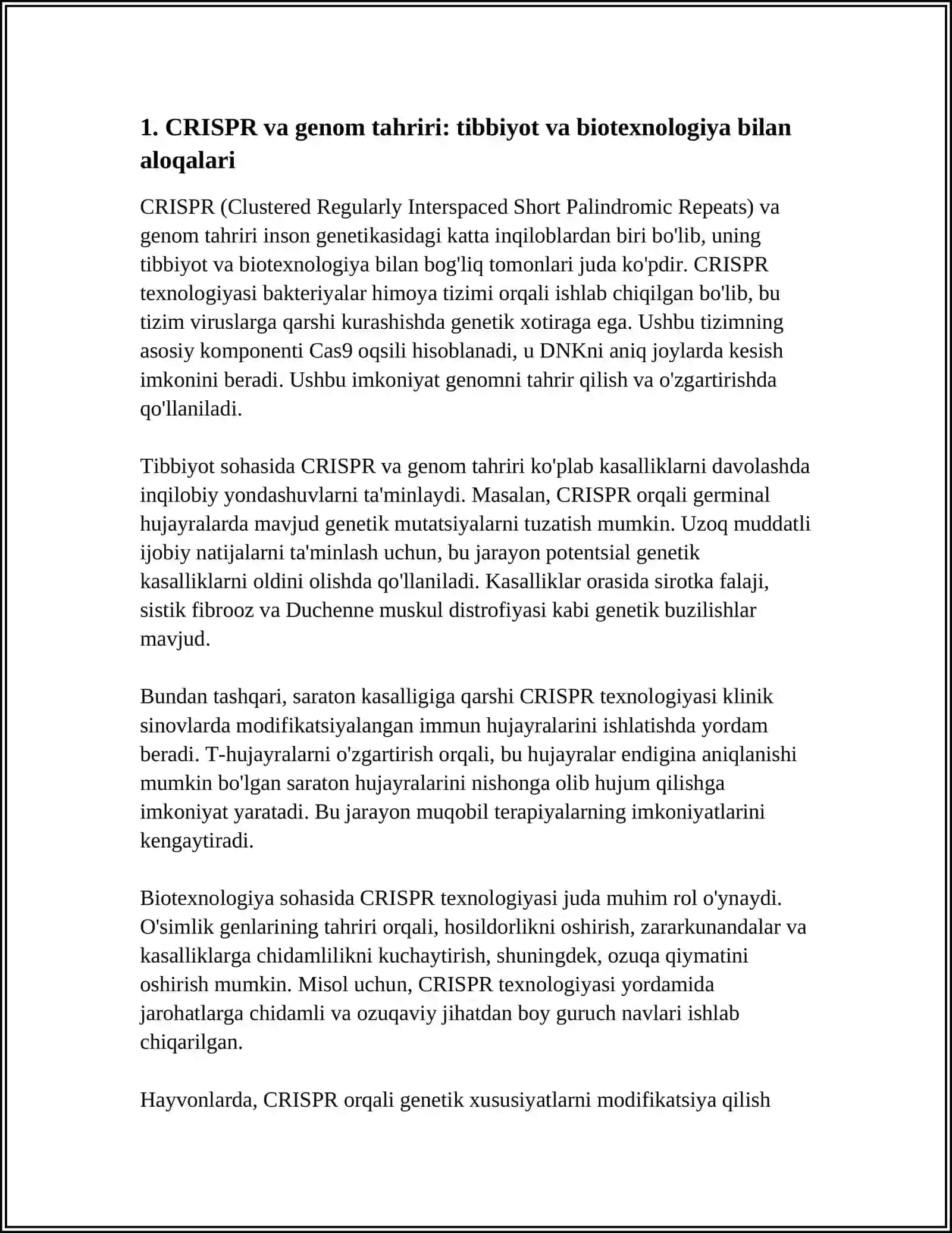 GENETIKA FANIDAGI YANGI YO'NALISHLAR VA BOSHQA FANLAR BILAN ALOQADORLIGI 3