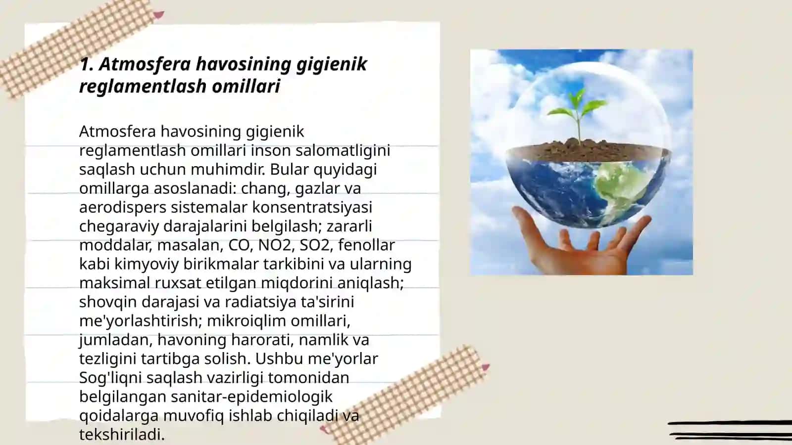 Atmosfera havosi suv tuproqning nomuvofiq omillarini gigienik reglamentlashga boʻlgan umumiy yondoshishlar 3