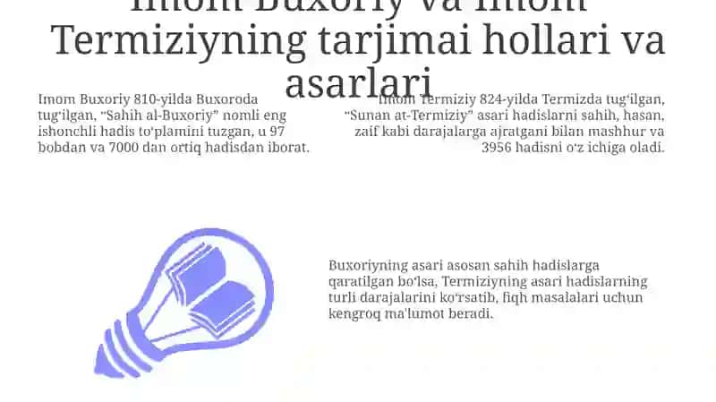 Imom Buxoriy va Imom Termiziyning hadis ilmiga qo'shgan hissalarini qiyosiy tahlil qilish 3