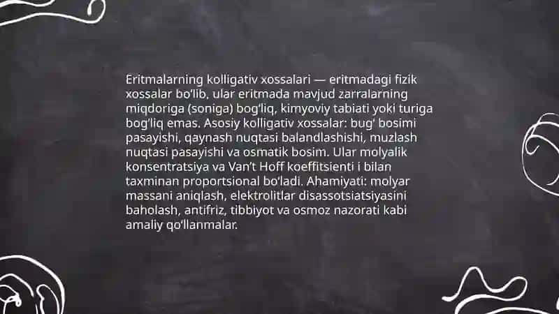 Eritmalarning kolligativ xossalari 3