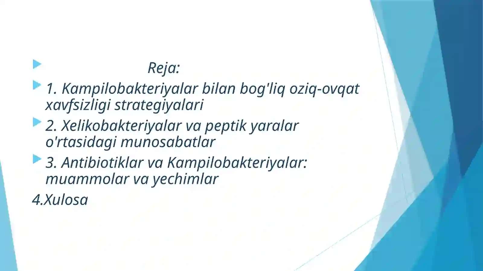 Kampilobakteriyalar, xelikobakteriyalar va ularning amaliyotdagi ahamiyati 3