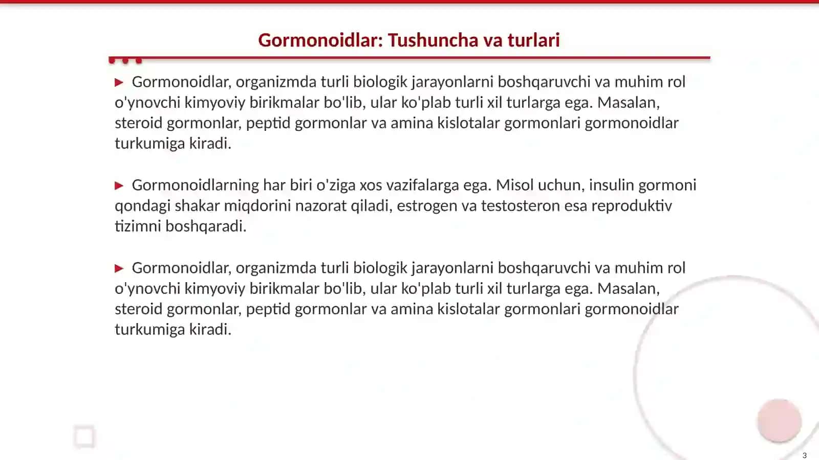 Gormonoidlar. Prostaglandinlar va ulaming biologik ahamiyati 3