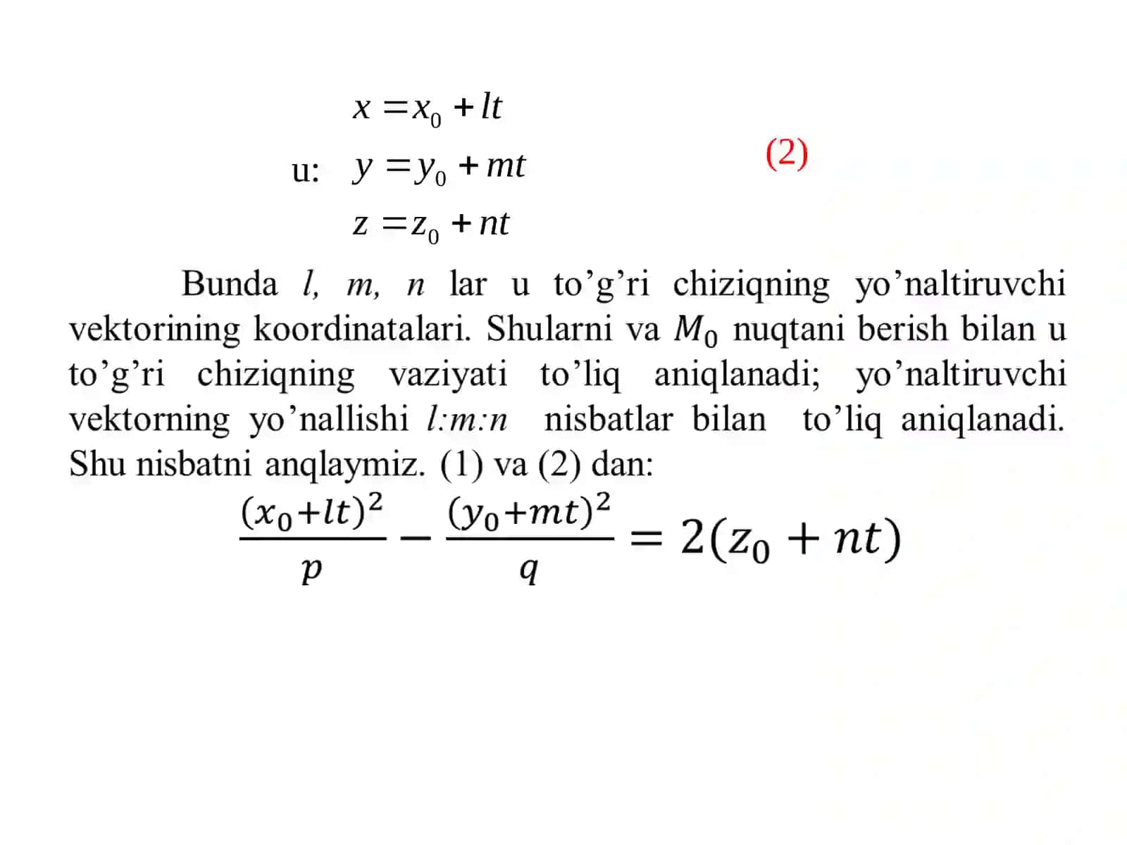 IKKINCHI TARTIBLI SIRTLARNING TO’G’RI CHIZIQLI YASOVCHILARI 3