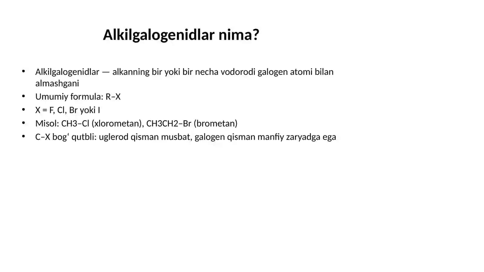 Alkilgalogenidlarda nukleofil almashinish va eliminatsiya reaksiyalari 3