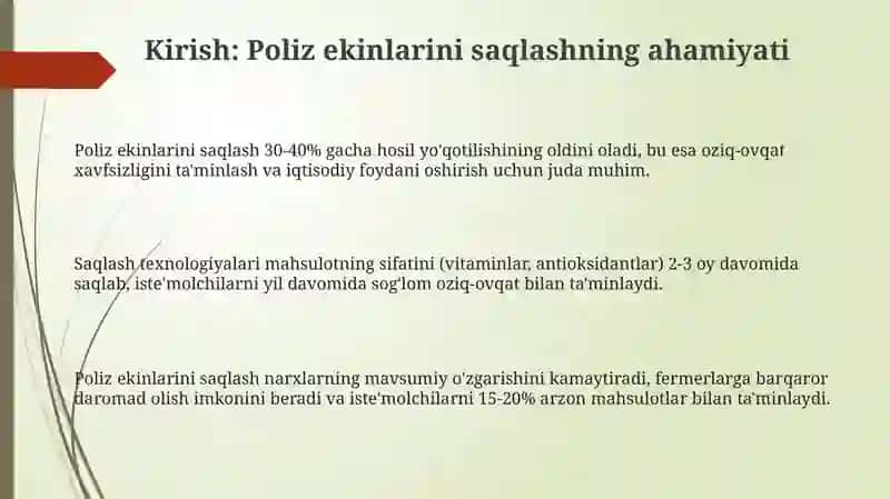 Poliz ekinlari maxsulotlarini saqlash texnalogiyasi 3