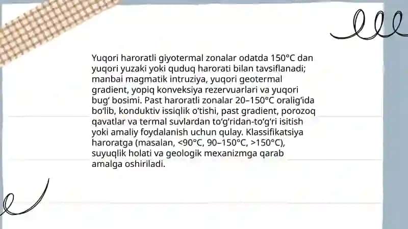 Yuqori haroratli va past haroratli giyotermal zonalar 3