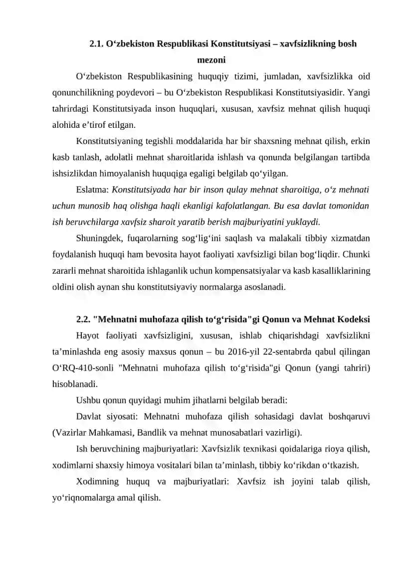 O‘zbekiston Respublikasida hayot faoliyati xavfsizligini ta’minlash sohasida qabul qilingan qonun va me’yoriy hujjatlar tizimi 3