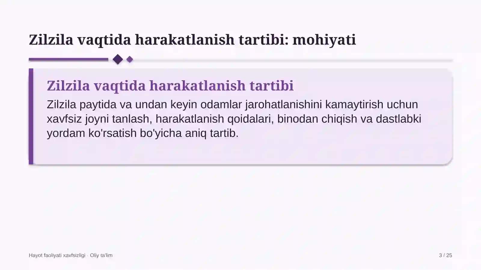 dasturiy ta'minotni testlash sohasida zilzila vaqtida harakatlanish tartibi 5230 3