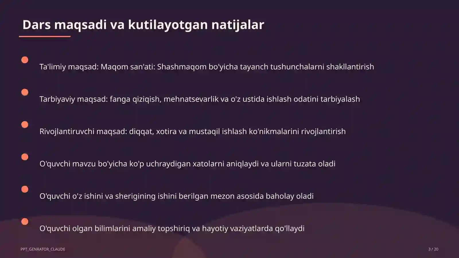 Maqom san'ati: Shashmaqom (5-sinf) 3