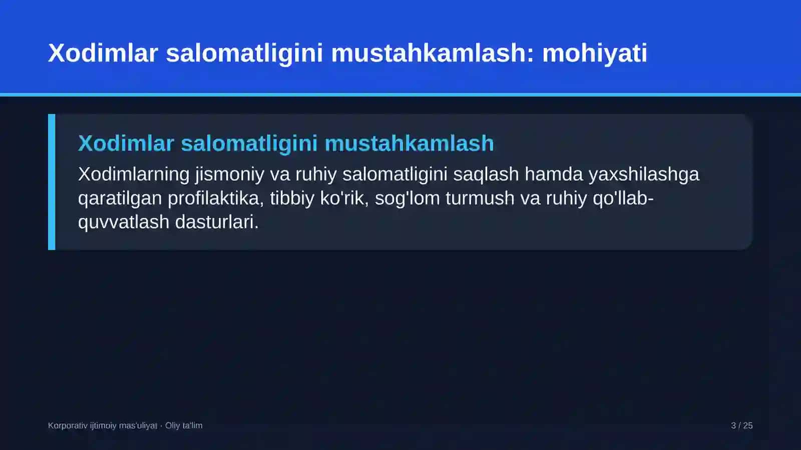 Davlat xaridlari tizimida xodimlar salomatligini mustahkamlash dasturlari 3