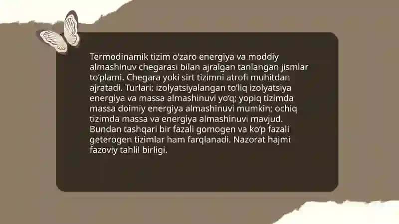 Termodinamik tizim va ularda foydalanadigan atamalar 3
