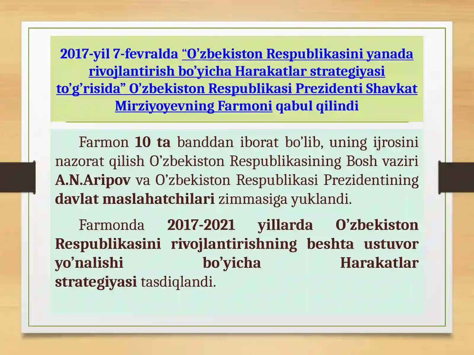 O‘zbekiston Respublikasini yanada rivojlantirish bo‘yicha Harakat strategiyasi to‘g‘risida 3