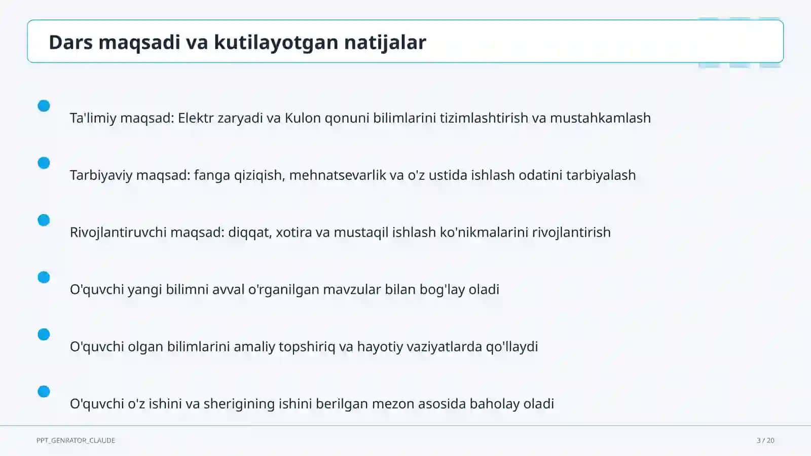 Elektr zaryadi va Kulon qonuni (8-sinf) 3