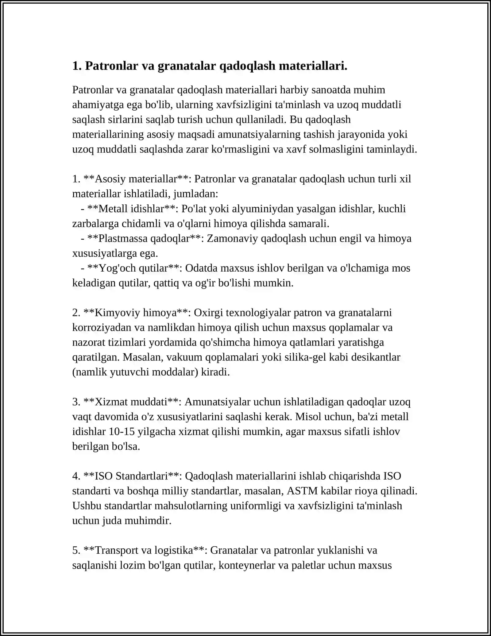 PATRONLAR VA GRANATALAR QADOQLASH SAQLASH VA TRANSPORTIROVKA QILISH QOIDALARI 3
