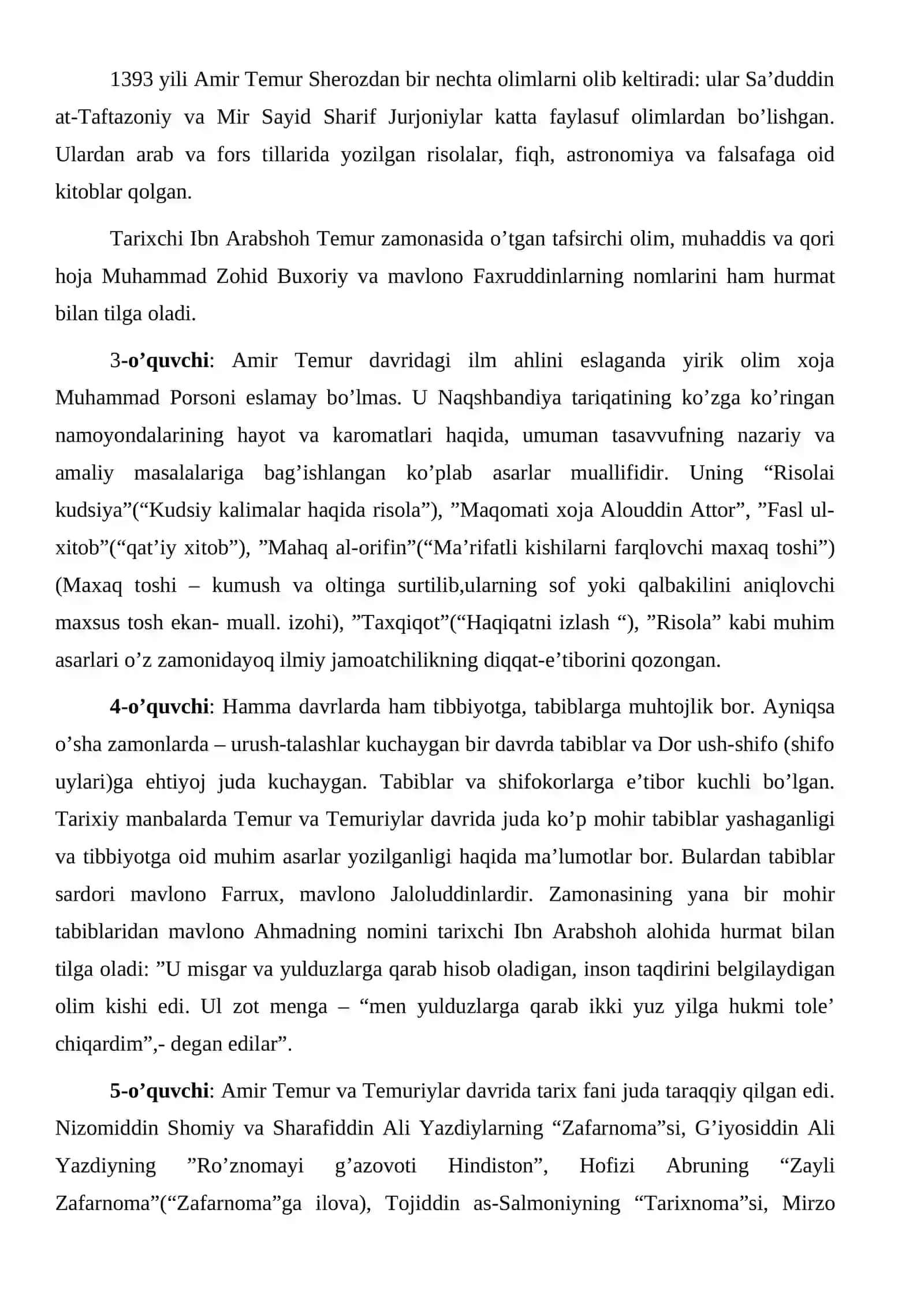 AMIR TEMURNING ILM-FAN VA MADANIYAT ISHLARI BO’YIChA QILGAN HARAKATLARINI O’RGANISh 3