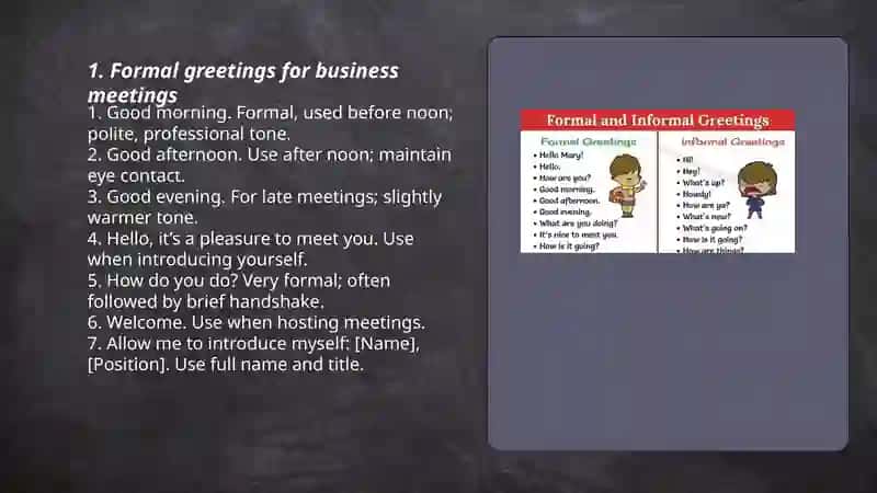 Practice different greetings (formal vs informal) 3