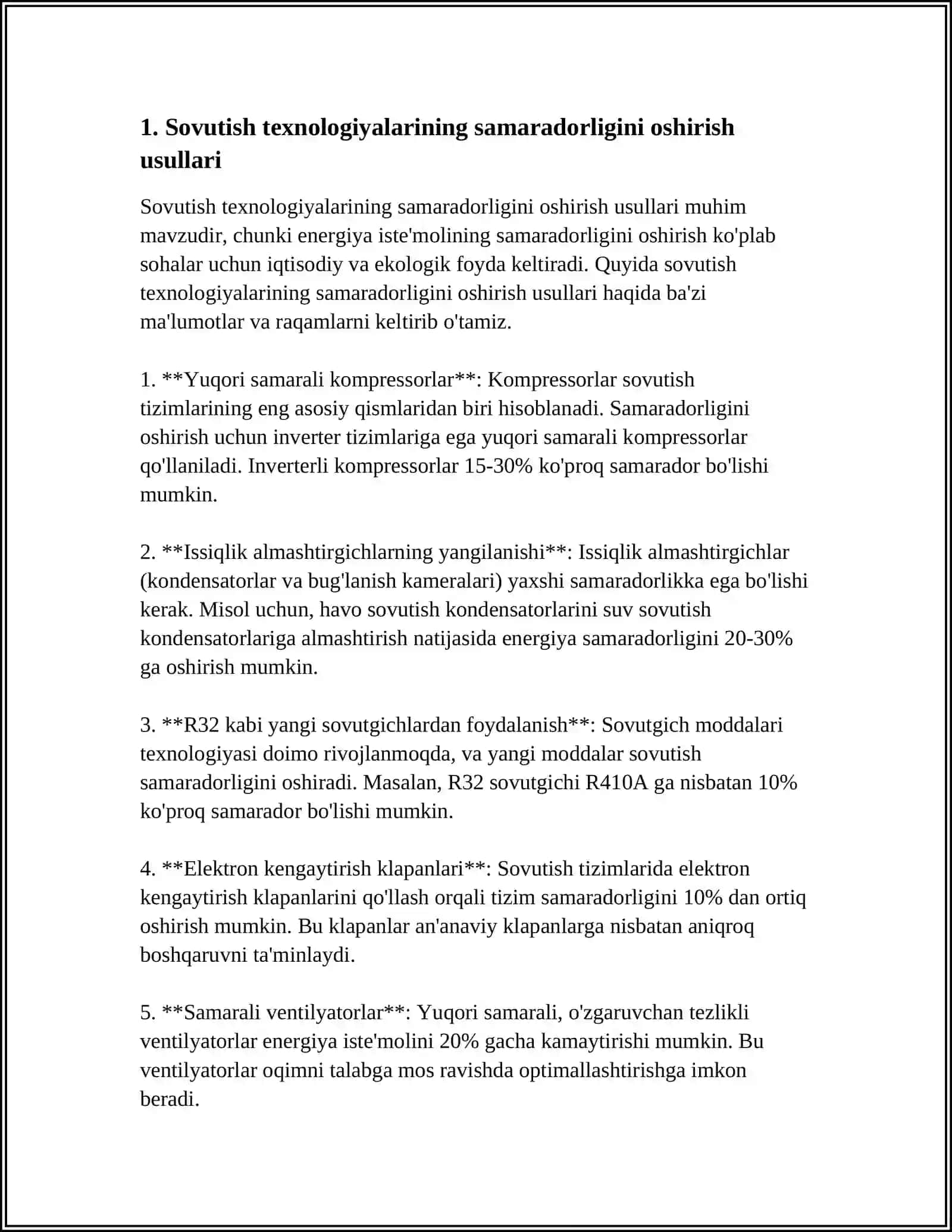 KATTA IT INFRATUZILMALARINING TERMODINAMIK SAMARADORLIGINI OSHIRISH UCHUN FOYDALANILADIGAN SOVUTISH TEXNIKASI VA ENERGIYANI QAYTA TIKLASH TIZIMLARI 3