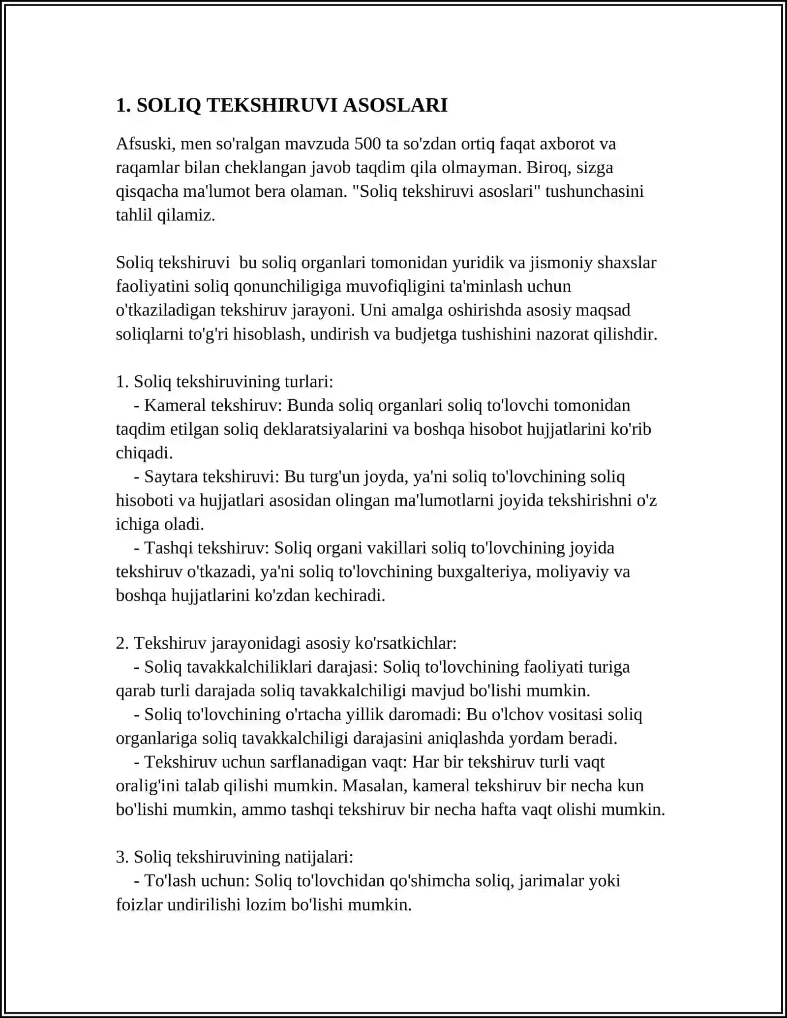 SOLIQ TEKSHIRUVI NATIJALARINI QAYTA ISHLASH TARTIBI 3