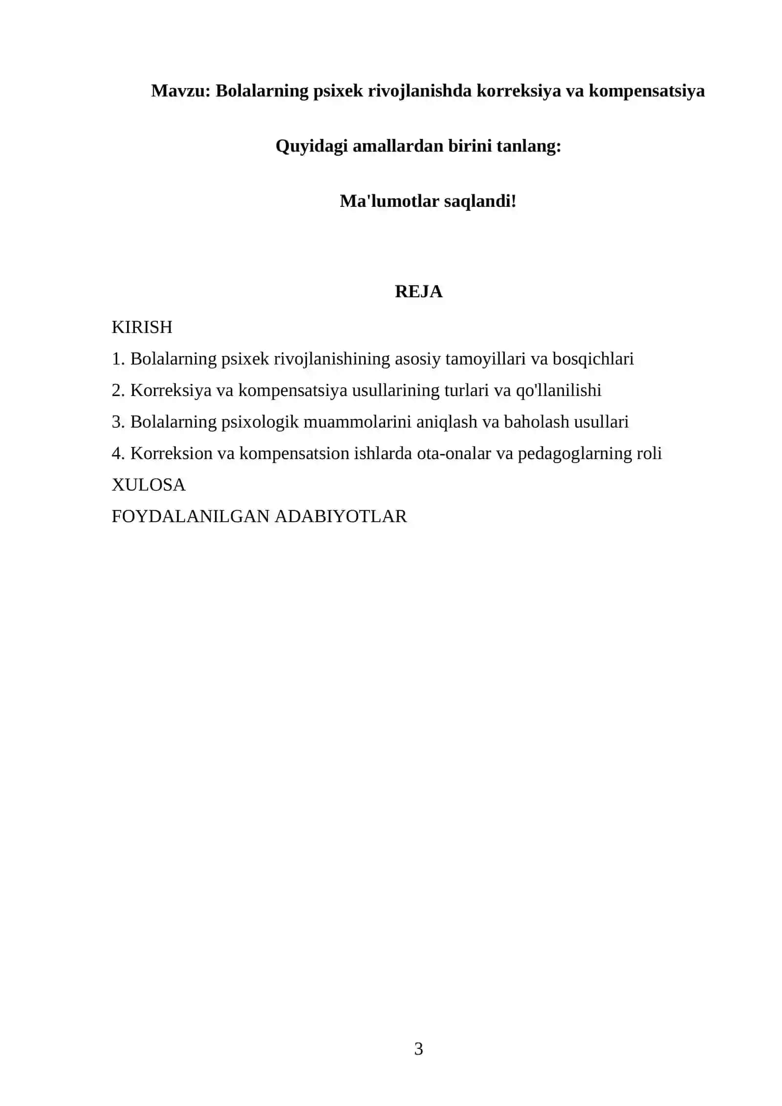 Bolalarning psixek rivojlanishda korreksiya va kompensatsiya 3