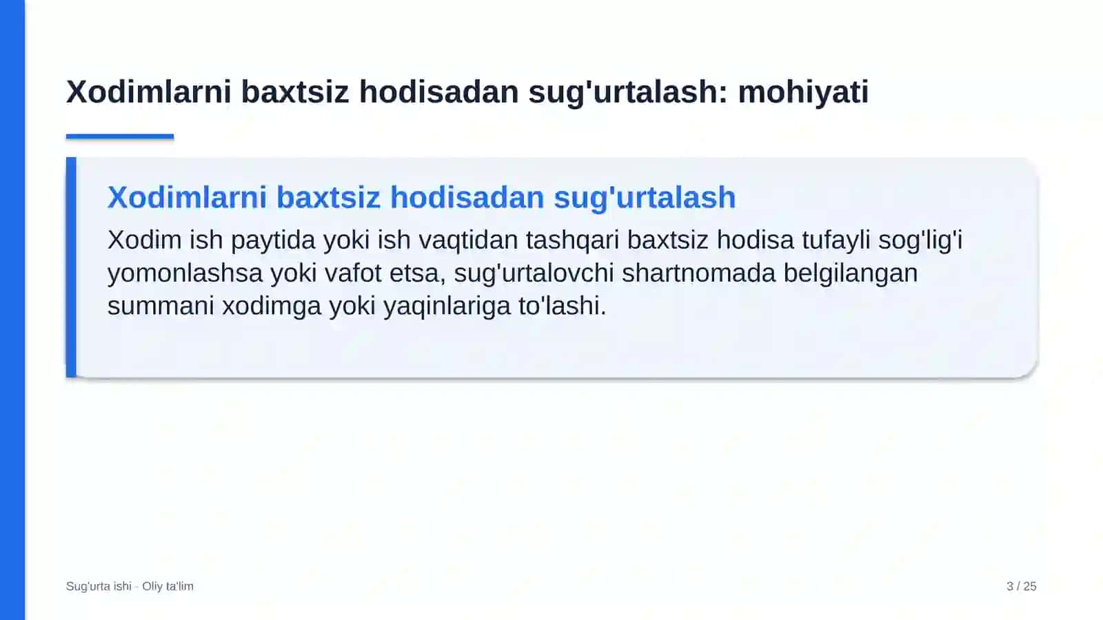 dasturiy ta'minotni testlash sohasida xodimlarni baxtsiz hodisalardan sug'urtalash 8442 3