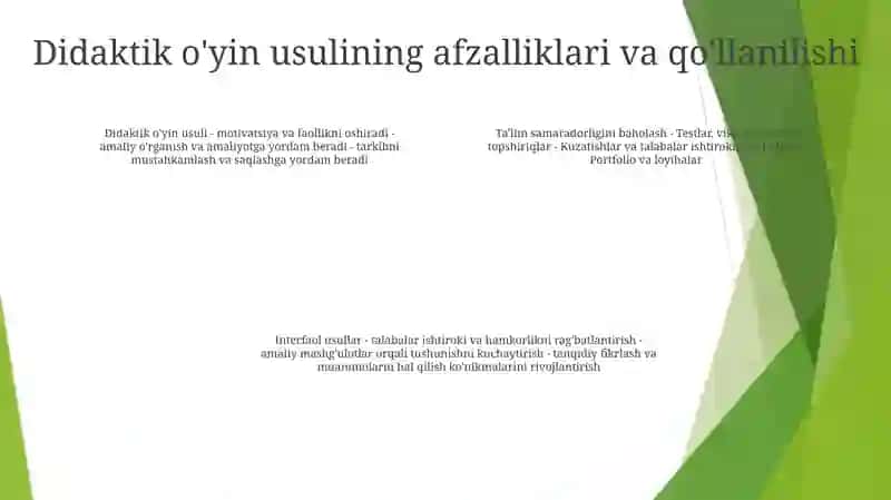 O'Qitishni Tashkil Qilishda Didaktik O'Yin Metodidan Foydalanish 3