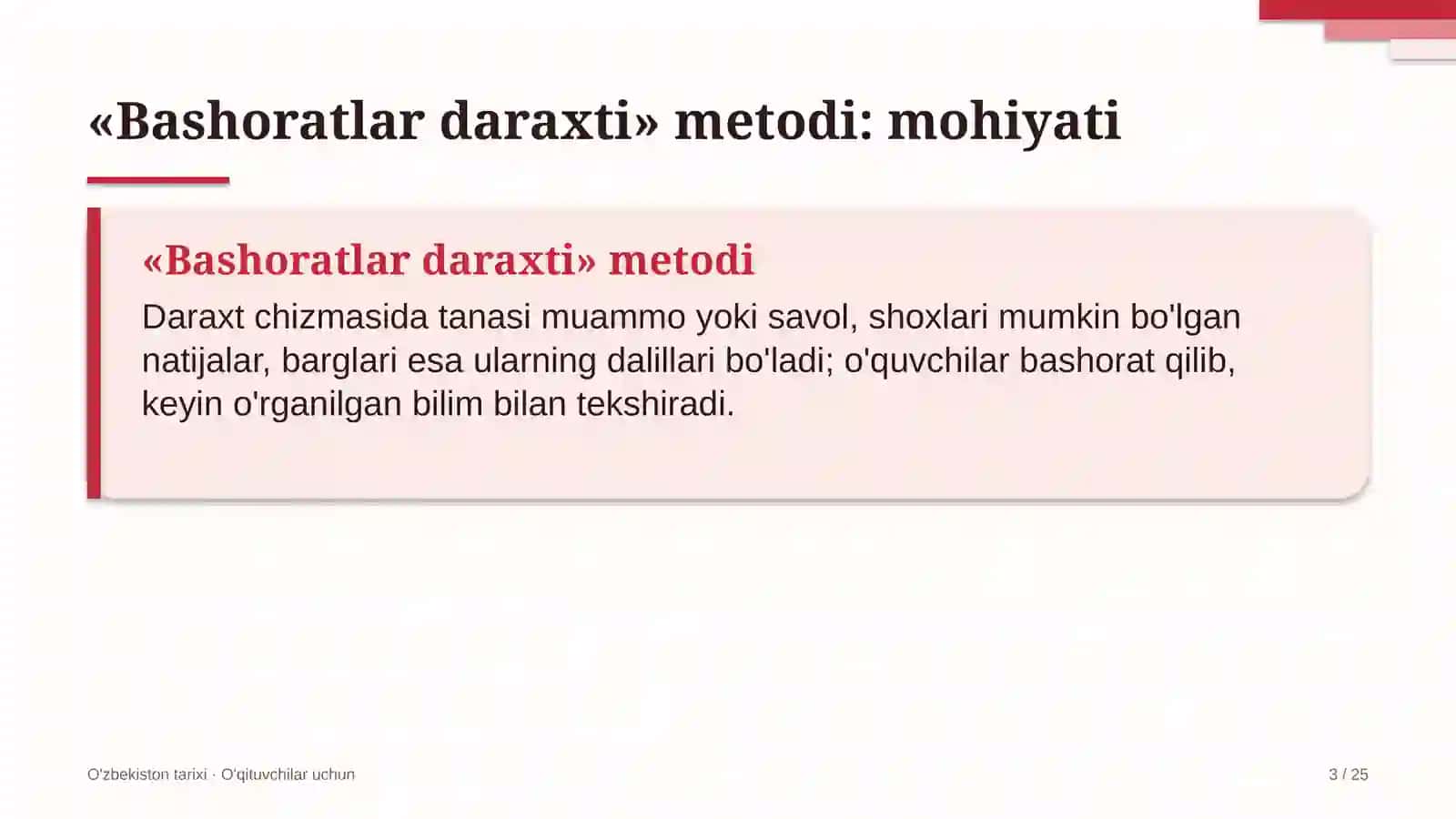 o'zbekiston tarixi darslarida bashoratlar daraxti metodidan foydalanish 8554 3