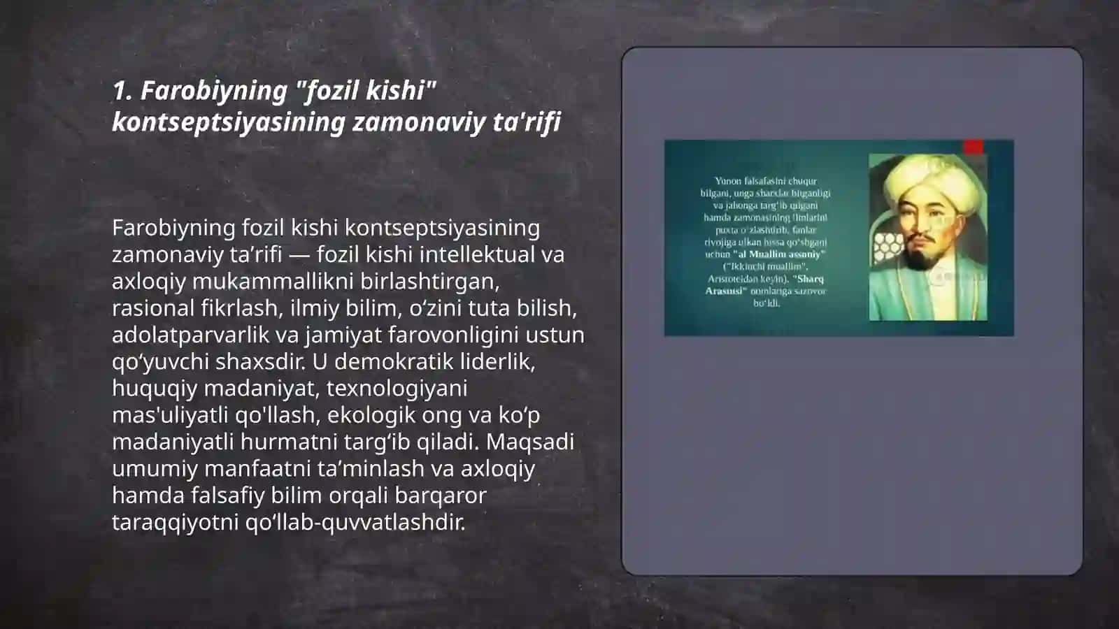 Abu Nasr Farobiyning fozil kishi xususiyatlari 3