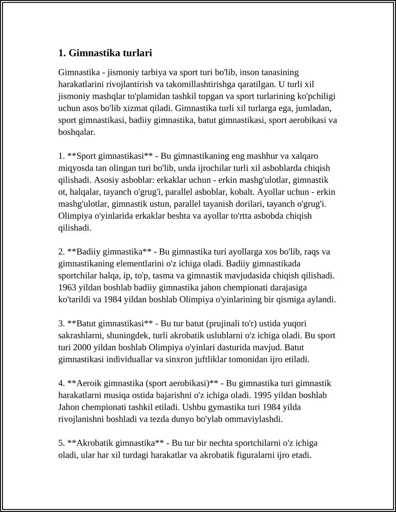 GIMNASTIKA VA UNING O'QITISH METODIKASI. MUSOBAQANI TASHKIL ETISH VA MUSOBAQA QOIDALARI 3