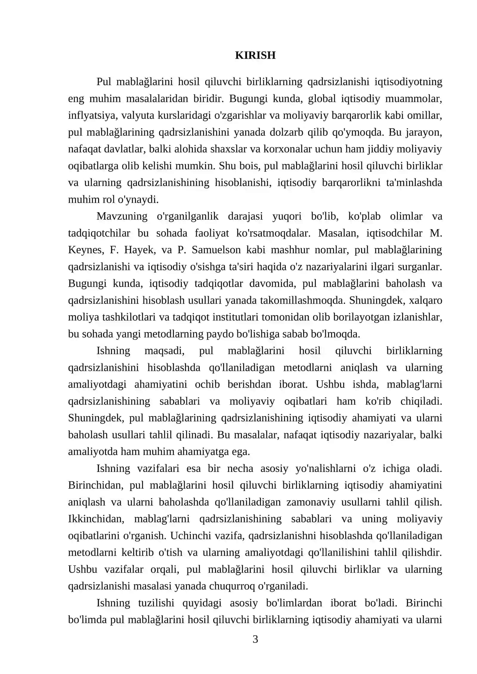 Pul mablağlarini hosil qiluvchi birliklarni qadrszlanishini hisoblash 3