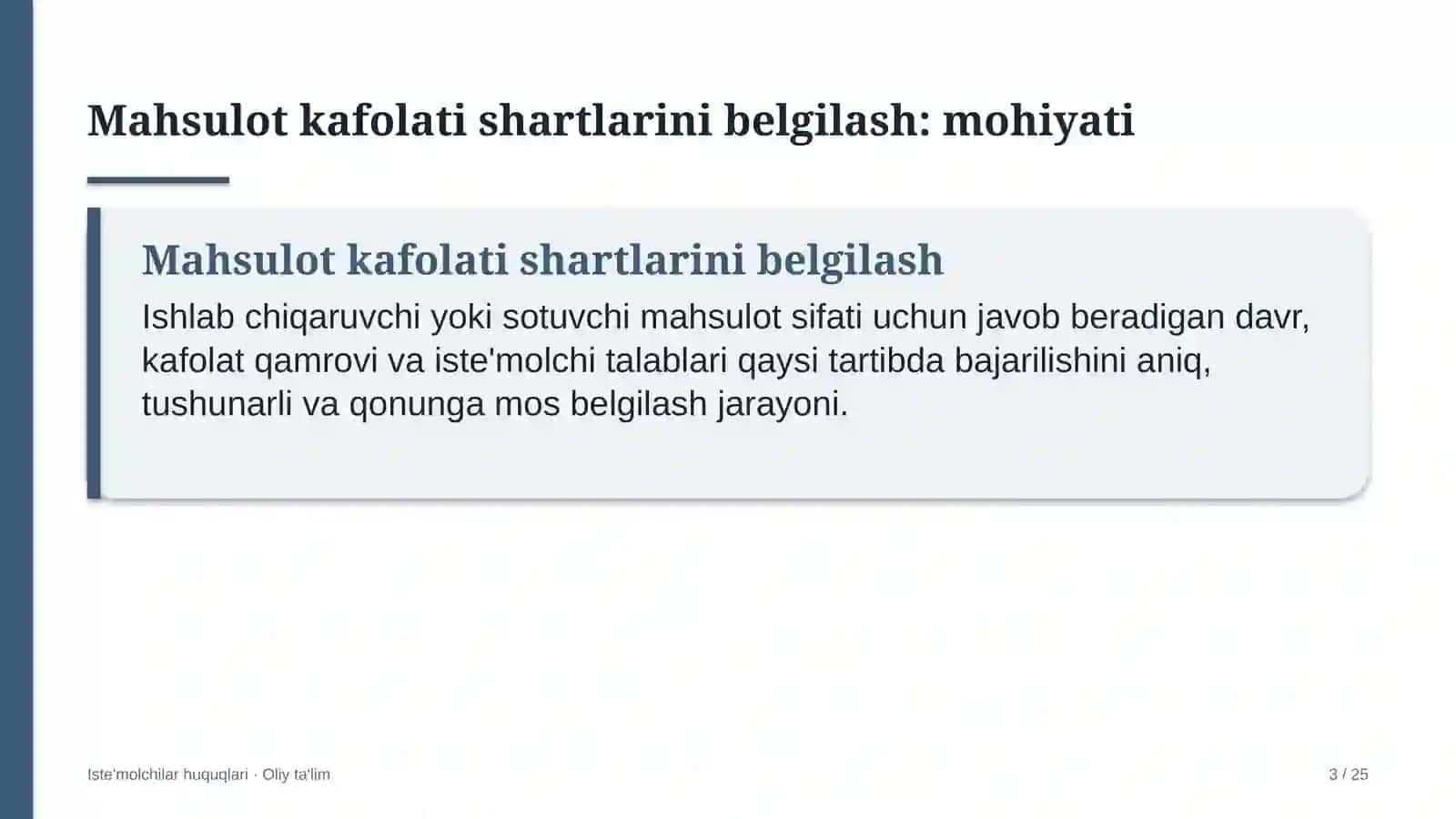 Kattalar ta'limida mahsulot kafolati shartlarini belgilash 3