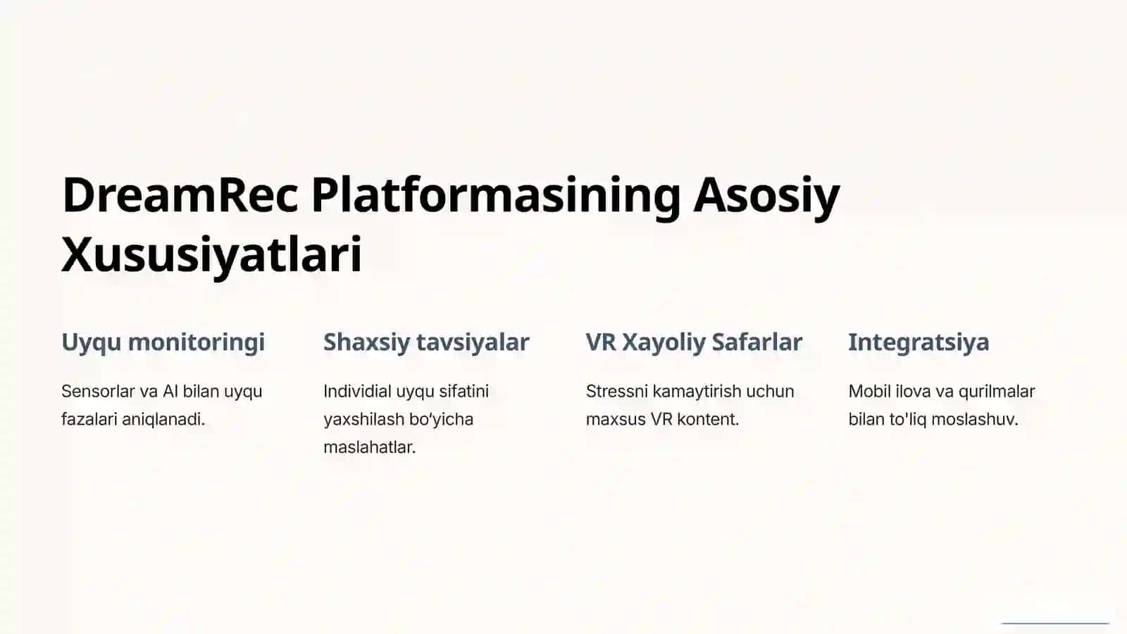 DreamRec: Uyqu Tahlili va Xayoliy Safar Platformasi (Kirish) 3