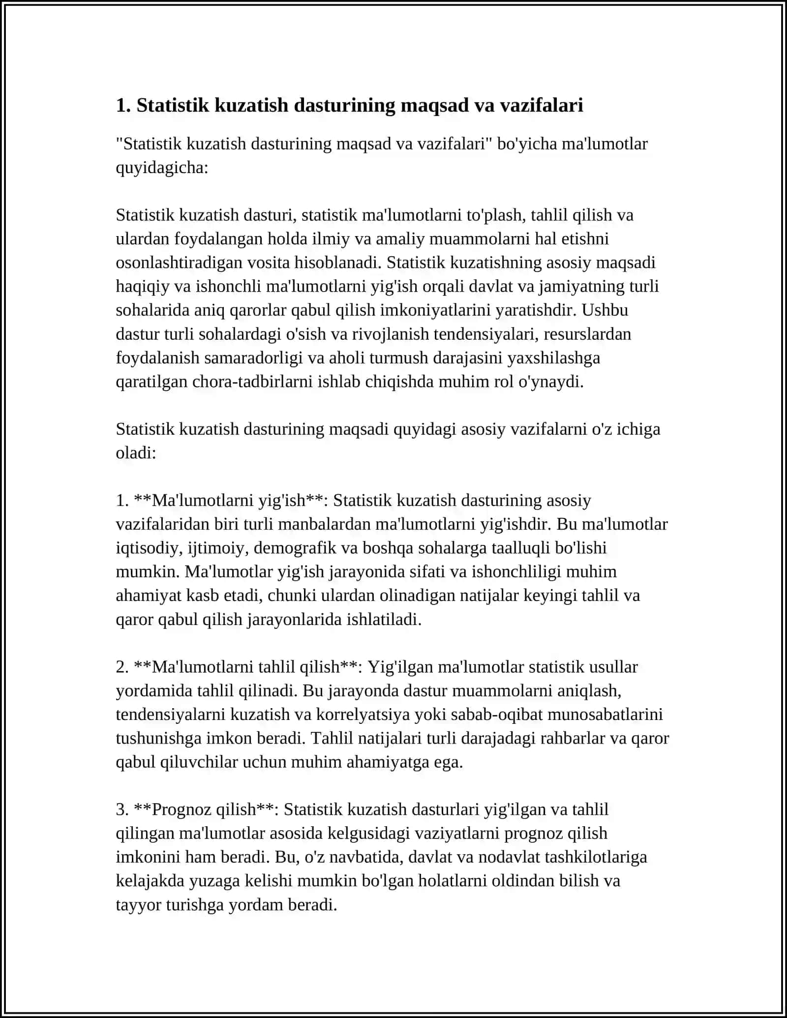 STATISTIK KUZATISH DASTURNI TUZISH MASALALARI 3